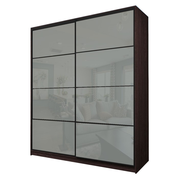 Шкаф-купе Max-МШ-23-6-22/2-22, 2200×600×2300 мм, цвет венге / стекло светло-серое - Фото 1