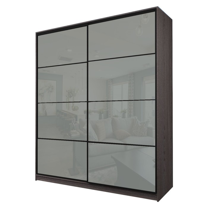 Шкаф-купе 2-х дверный Max 2/22, 2200×600×2300 мм, цвет ясень анкор тёмный / стекло светло-серое - Фото 1