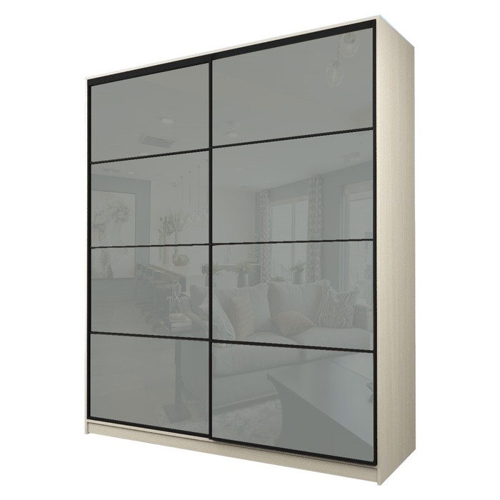 Шкаф-купе Max-МШ-23-6-22/2-22, 2200×600×2300 мм, цвет дуб молочный / стекло светло-серое - Фото 1