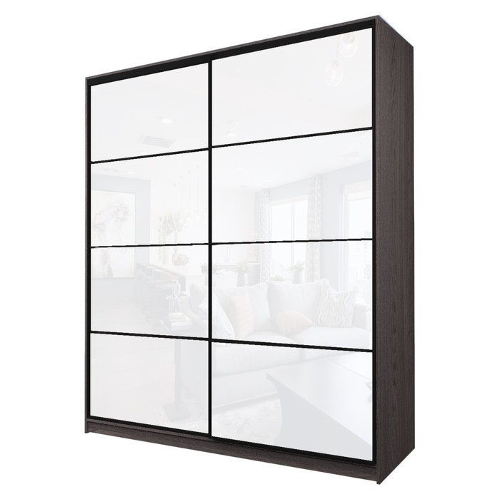 Шкаф-купе 2-х дверный Max 2/22, 2200×600×2300 мм, цвет ясень анкор тёмный / стекло белое - Фото 1