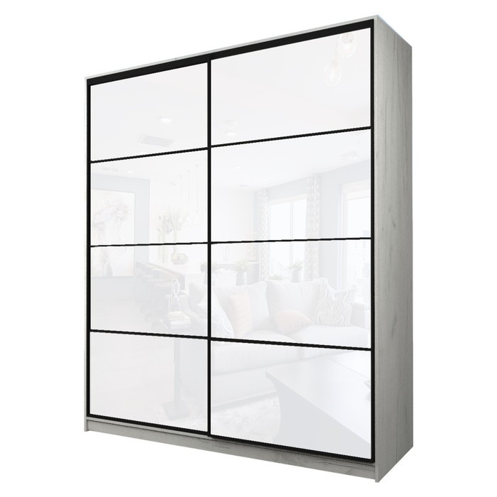 Шкаф-купе Max-МШ-23-6-22/2-22, 2200×600×2300 мм, цвет дуб крафт белый / стекло белое - Фото 1