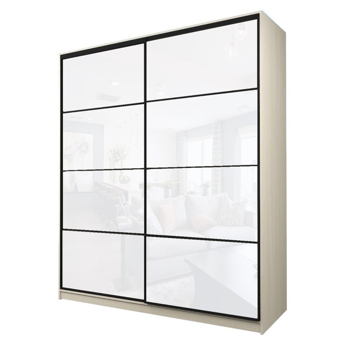 Шкаф-купе Max-МШ-23-6-22/2-22, 2200×600×2300 мм, цвет дуб молочный / стекло белое - Фото 1