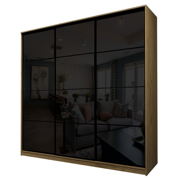 Шкаф-купе Max-МШ-23-6-24-222, 2400×600×2300 мм, цвет дуб крафт золотой / стекло чёрное - Фото 1