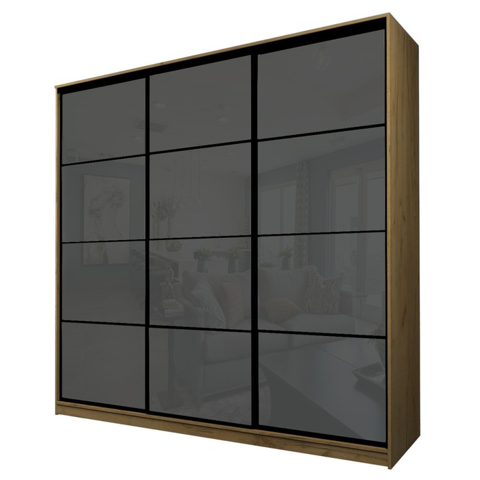 Шкаф-купе Max-МШ-23-6-24-222, 2400×600×2300 мм, дуб крафт золотой / стекло тёмно-серое - Фото 1