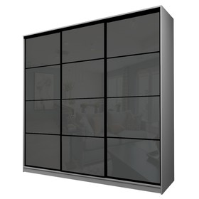 Шкаф купе 3-х дверный Max 222, 2400×600×2300 мм, цвет серый шагрень / стекло тёмно-серое