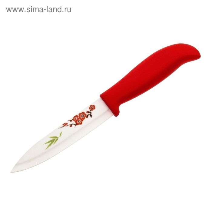 Нож керамический "Сакура" лезвие 12,5 см, цвет красный - Фото 1