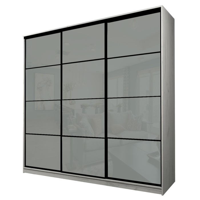 Шкаф-купе Max-МШ-23-6-24-222, 2400×600×2300 мм, дуб крафт белый / стекло светло-серое - Фото 1