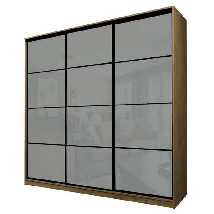 Шкаф-купе Max-МШ-23-6-24-222, 2400×600×2300 мм, дуб крафт золотой / стекло светло-серое - Фото 1