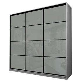 Шкаф купе 3-х дверный Max 222, 2400×600×2300 мм, цвет серый шагрень / стекло светло-серое