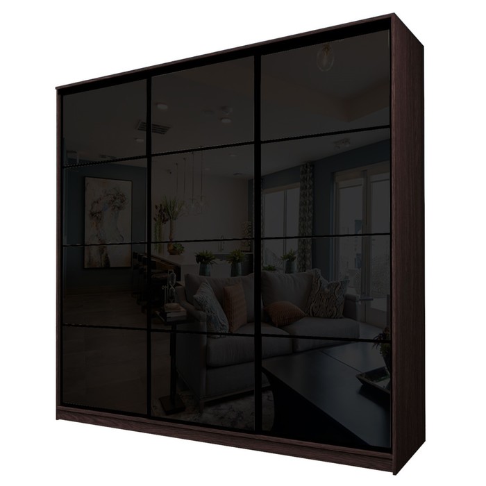 Шкаф-купе Max-МШ-23-6-24/2-222, 2400×600×2300 мм, цвет венге / стекло чёрное - Фото 1