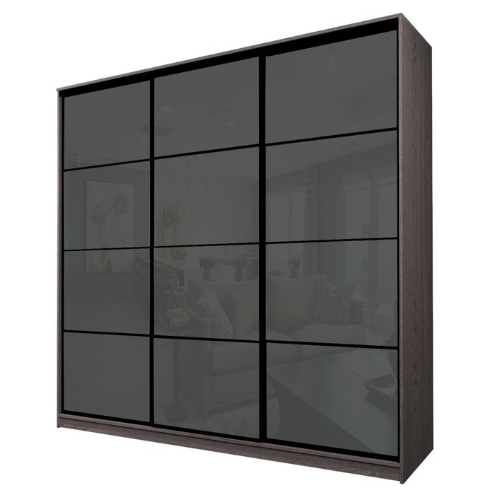 Шкаф-купе 3-х дверный Max 2/222, 2400×600×2300 мм, цвет ясень анкор тёмный / стекло тёмно-серое - Фото 1