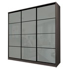 Шкаф-купе 3-х дверный Max 2/222, 2400×600×2300 мм, цвет ясень шимо тёмный / стекло светло-серое - Фото 1