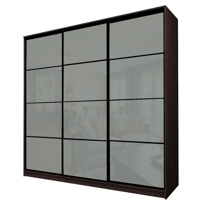 Шкаф-купе Max-МШ-23-6-24/2-222, 2400×600×2300 мм, цвет венге / стекло светло-серое - Фото 1