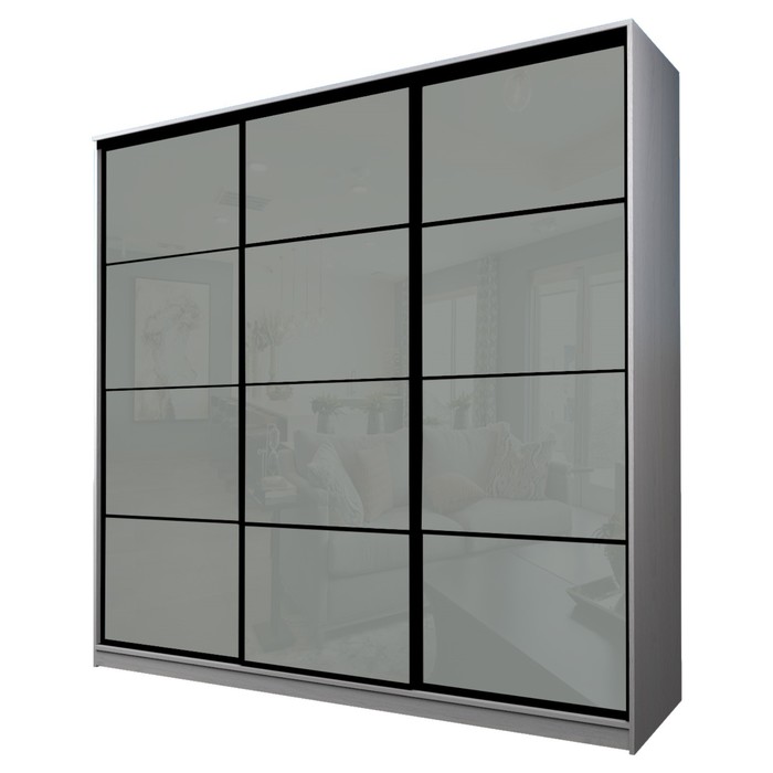 Шкаф-купе Max-МШ-23-6-24/2-222, 2400×600×2300 мм, ясень анкор светлый/стекло светло-серое - Фото 1