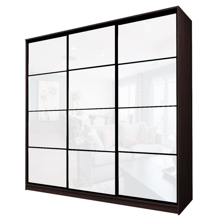 Шкаф-купе Max-МШ-23-6-24/2-222, 2400×600×2300 мм, цвет венге / стекло белое - Фото 1