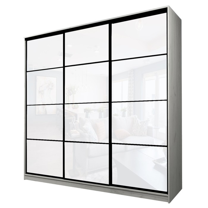 Шкаф-купе Max-МШ-23-6-24/2-222, 2400×600×2300 мм, цвет дуб крафт белый / стекло белое - Фото 1