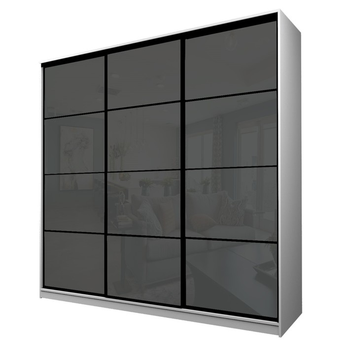 Шкаф-купе Max-МШ-23-6-27-222, 2666×600×2300 мм, цвет белый шагрень / стекло тёмно-серое - Фото 1