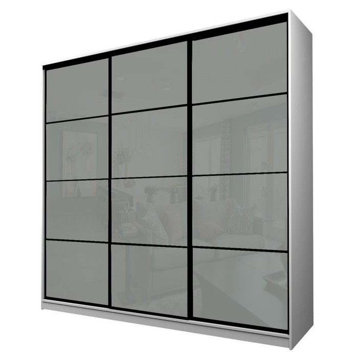 Шкаф-купе Max-МШ-23-6-27-222, 2666×600×2300 мм, цвет белый шагрень / стекло светло-серое - Фото 1