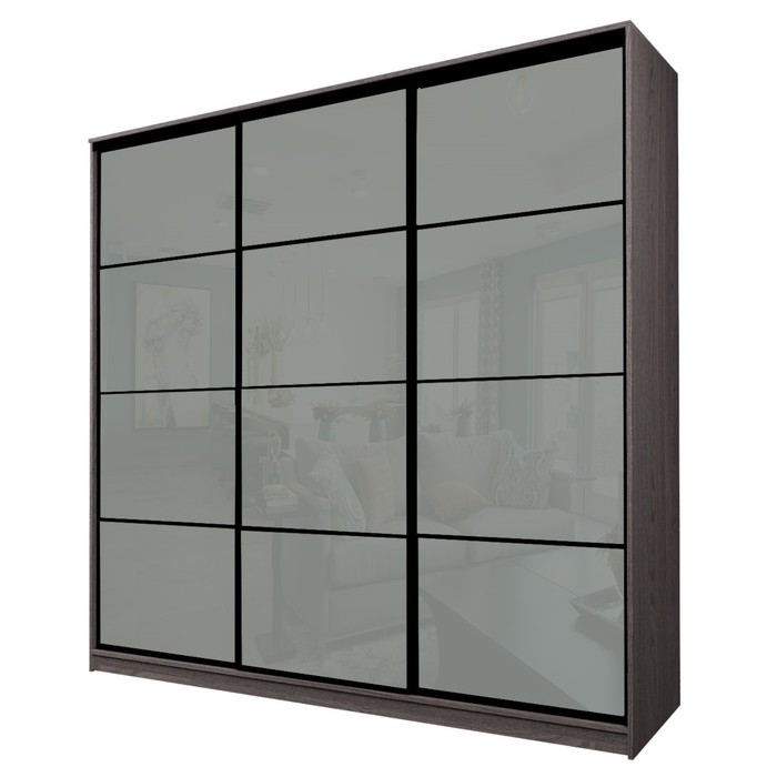 Шкаф-купе 3-х дверный Max 222, 2666×600×2300 мм, цвет ясень анкор тёмный / стекло светло-серое - Фото 1