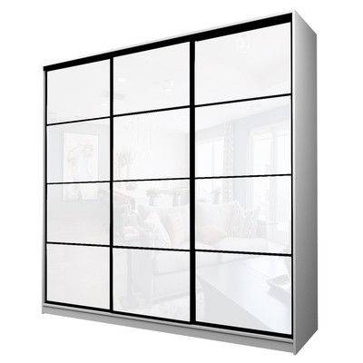 Шкаф - купе Max-МШ-23-6-27-222, 2666×600×2300 мм, цвет белый шагрень/стекло белое