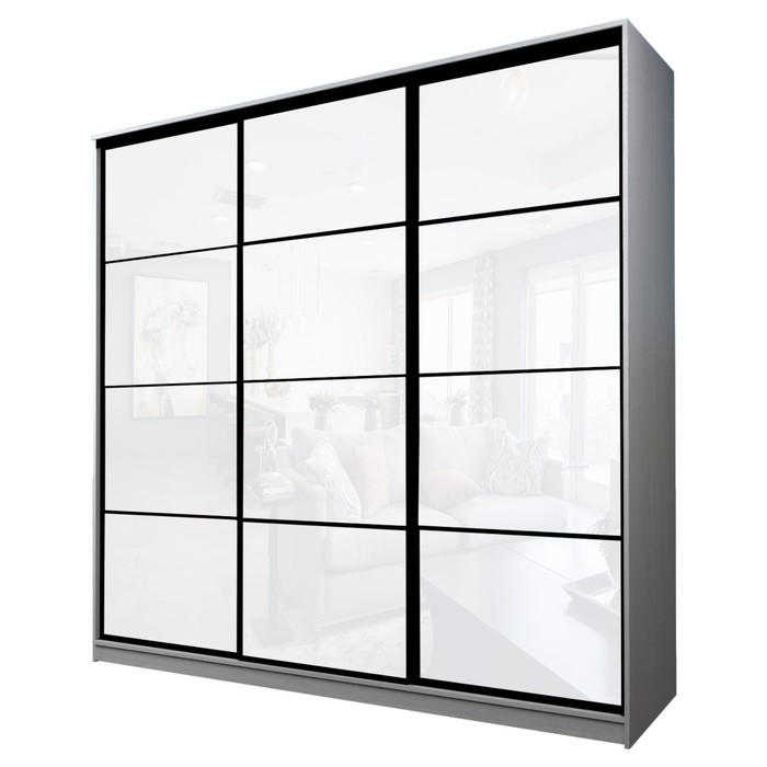 Шкаф-купе Max-МШ-23-6-27-222, 2666×600×2300 мм, цвет ясень анкор светлый / стекло белое - Фото 1