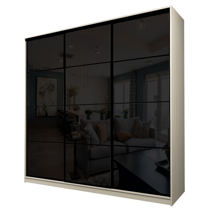 Шкаф-купе Max-МШ-23-6-27/2-222, 2666×600×2300 мм, цвет дуб молочный / стекло чёрное - Фото 1