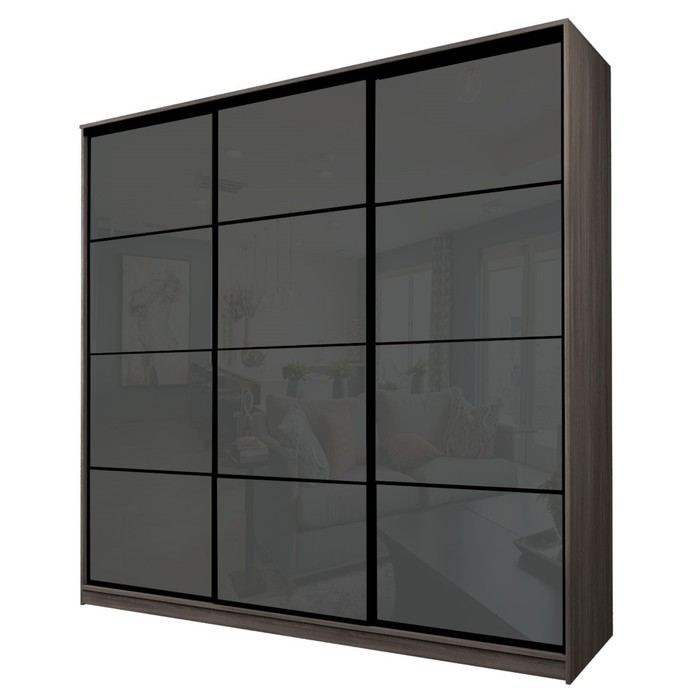 Шкаф-купе 3-х дверный Max 2/222, 2666×600×2300 мм, цвет ясень шимо тёмный / стекло тёмно-серое - Фото 1