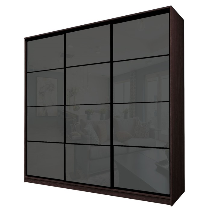 Шкаф-купе Max-МШ-23-6-27/2-222, 2666×600×2300 мм, цвет венге / стекло тёмно-серое - Фото 1