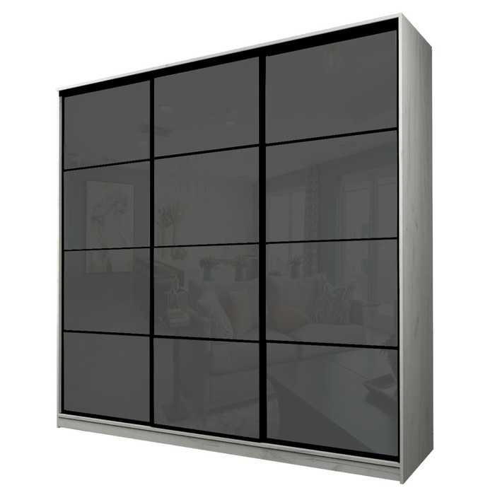 Шкаф-купе Max-МШ-23-6-27/2-222, 2666×600×2300 мм, дуб крафт белый / стекло тёмно-серое - Фото 1