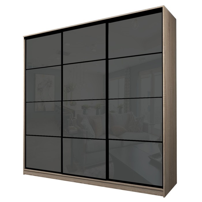 Шкаф-купе Max-МШ-23-6-27/2-222, 2666×600×2300 мм, цвет дуб сонома / стекло тёмно-серое - Фото 1