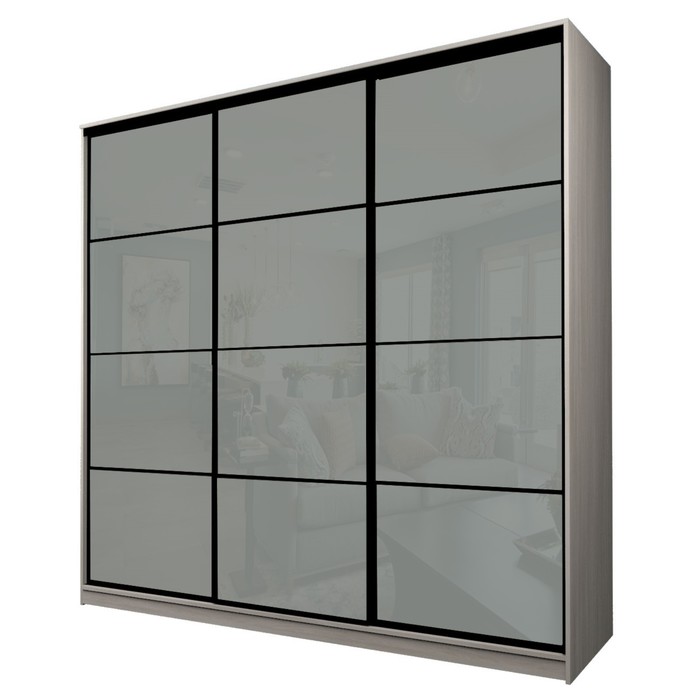 Шкаф-купе Max-МШ-23-6-27/2-222, 2666×600×2300 мм, ясень шимо светлый/стекло светло-серое - Фото 1