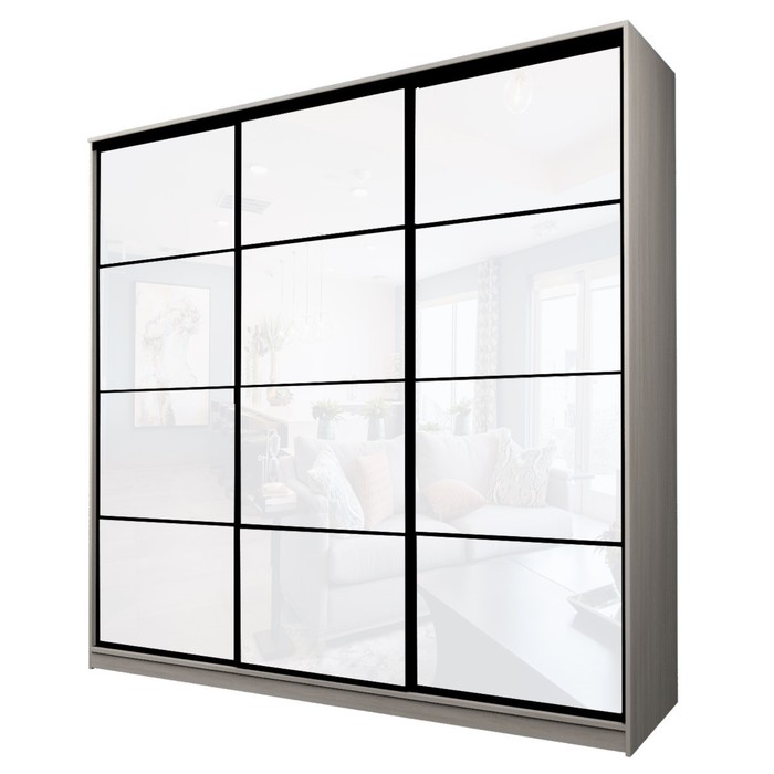 Шкаф-купе Max-МШ-23-6-27/2-222, 2666×600×2300 мм, цвет ясень шимо светлый / стекло белое - Фото 1