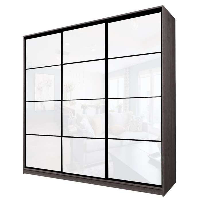 Шкаф-купе 3-х дверный Max 2/222, 2666×600×2300 мм, цвет ясень анкор тёмный / стекло белое - Фото 1