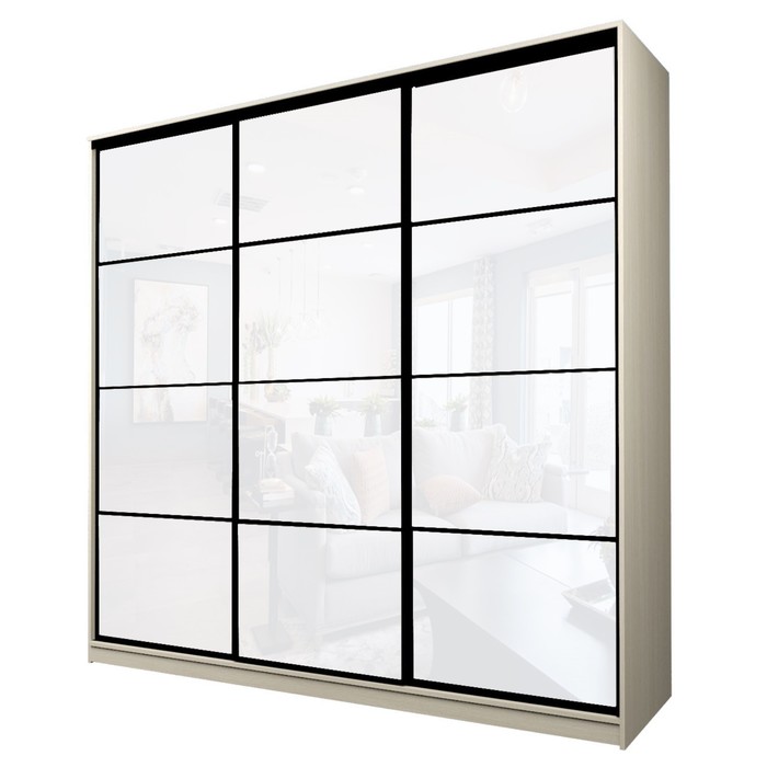 Шкаф-купе Max-МШ-23-6-27/2-222, 2666×600×2300 мм, цвет дуб молочный / стекло белое - Фото 1