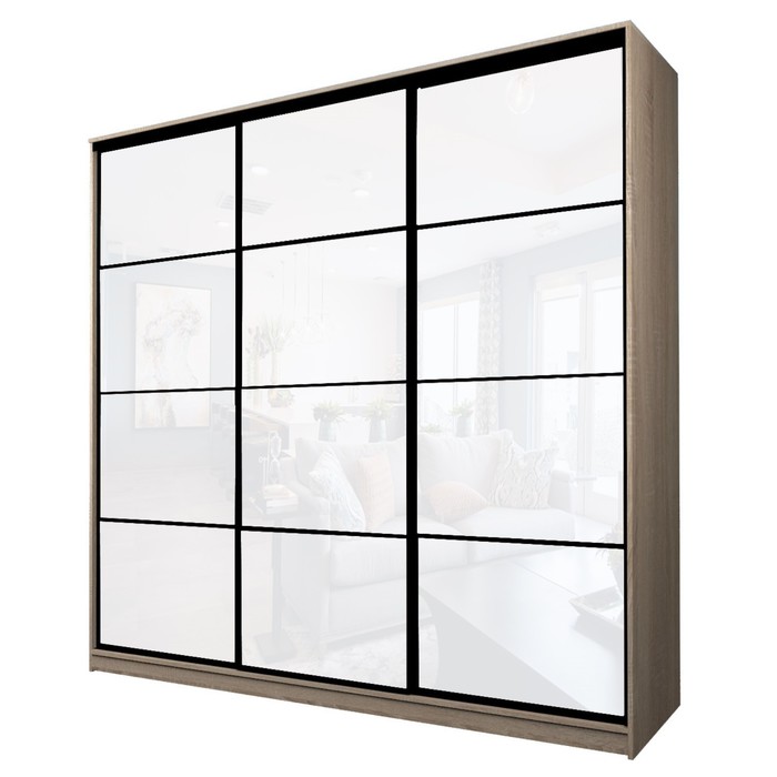 Шкаф-купе Max-МШ-23-6-27/2-222, 2666×600×2300 мм, цвет дуб сонома / стекло белое - Фото 1