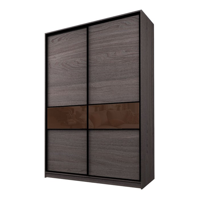 Шкаф-купе 2-х дверный Max 99, 1600×600×2300 мм, цвет ясень анкор тёмный / стекло шоколад - Фото 1