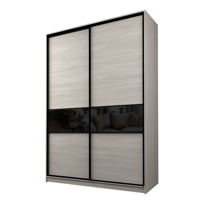 Шкаф-купе Max-МШ-23-6-16-99, 1600×600×2300 мм, цвет ясень шимо светлый / стекло чёрное - Фото 1