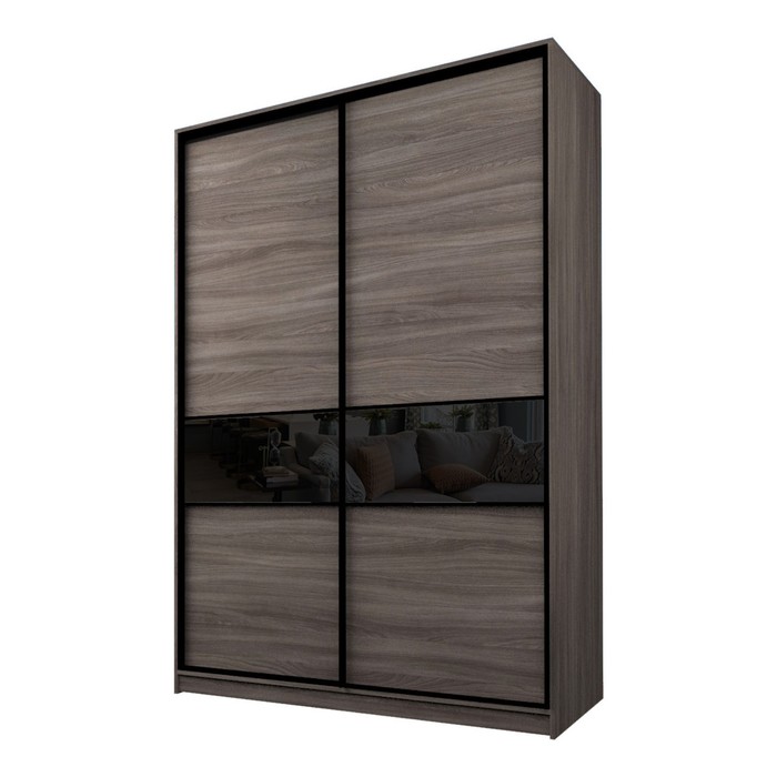 Шкаф-купе 2-х дверный Max 99, 1600×600×2300 мм, цвет ясень шимо тёмный / стекло чёрное - Фото 1