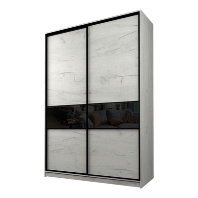 Шкаф - купе Max-МШ-23-6-16-99, 1600×600×2300 мм, цвет дуб крафт белый/стекло чёрное