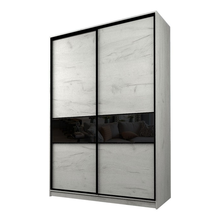 Шкаф - купе Max-МШ-23-6-16-99, 1600×600×2300 мм, цвет дуб крафт белый/стекло чёрное - Фото 1