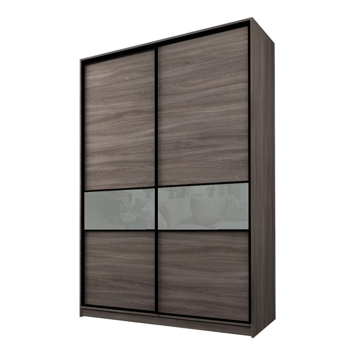 Шкаф-купе 2-х дверный Max 99, 1600×600×2300 мм, цвет ясень шимо тёмный / стекло светло-серое - Фото 1