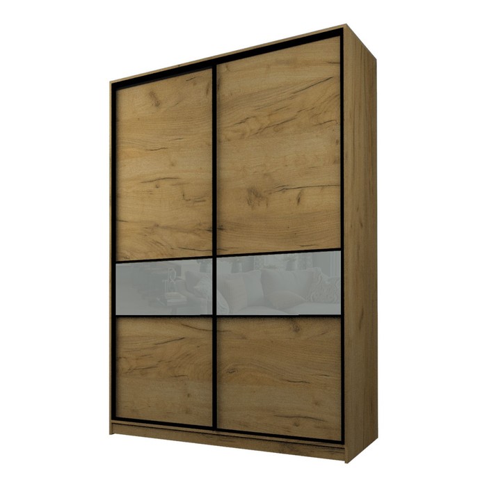 Шкаф-купе Max-МШ-23-6-16-99, 1600×600×2300 мм, дуб крафт золотой / стекло светло-серое - Фото 1