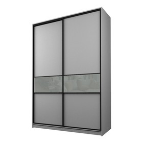Шкаф-купе 2-х дверный Max 99, 1600×600×2300 мм, цвет серый шагрень / стекло светло-серое