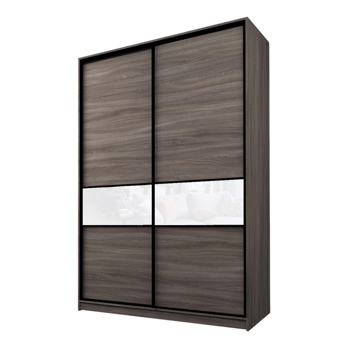 Шкаф-купе 2-х дверный Max 99, 1600×600×2300 мм, цвет ясень шимо тёмный / стекло белое - Фото 1