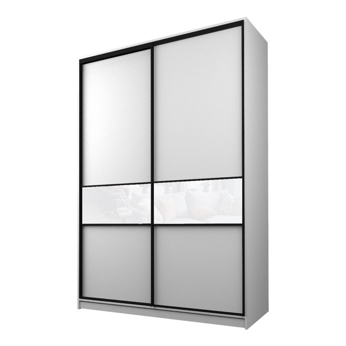 Шкаф-купе Max-МШ-23-6-16-99, 1600×600×2300 мм, цвет белый шагрень / стекло белое - Фото 1