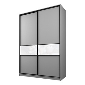 Шкаф-купе 2-х дверный Max 99, 1600×600×2300 мм, цвет серый шагрень / стекло белое