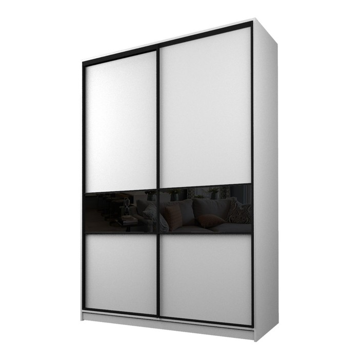 Шкаф купе 2-х дверный Max 99, 1800×600×2300 мм, цвет белый шагрень / стекло чёрное