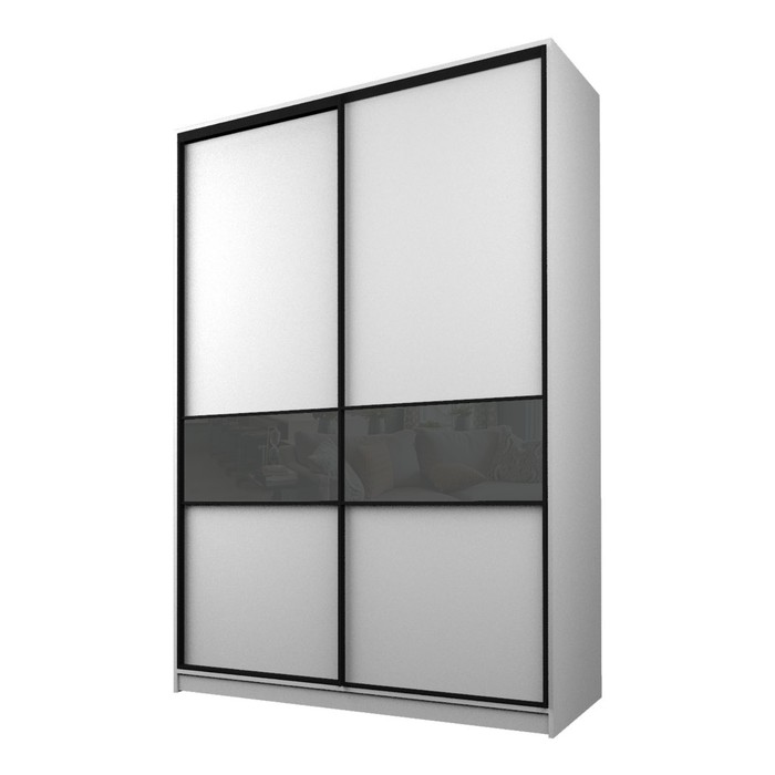 Шкаф-купе Max-МШ-23-6-18-99, 1800×600×2300 мм, цвет белый шагрень / стекло тёмно-серое - Фото 1