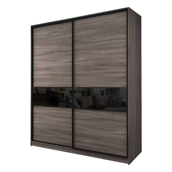 Шкаф-купе 2-х дверный Max 2/99, 2000×600×2300 мм, цвет ясень шимо тёмный / стекло чёрное - Фото 1