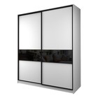 Шкаф-купе Max-МШ-23-6-20/2-99, 2000×600×2300 мм, цвет белый шагрень / стекло чёрное - Фото 1